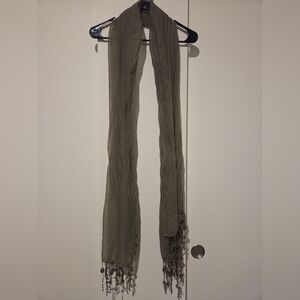 Long Olive Green Scarf with Fringe